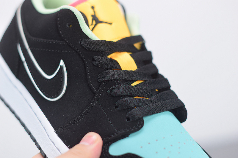 air jordan 1 low black aurora green laser orange ck3022-013