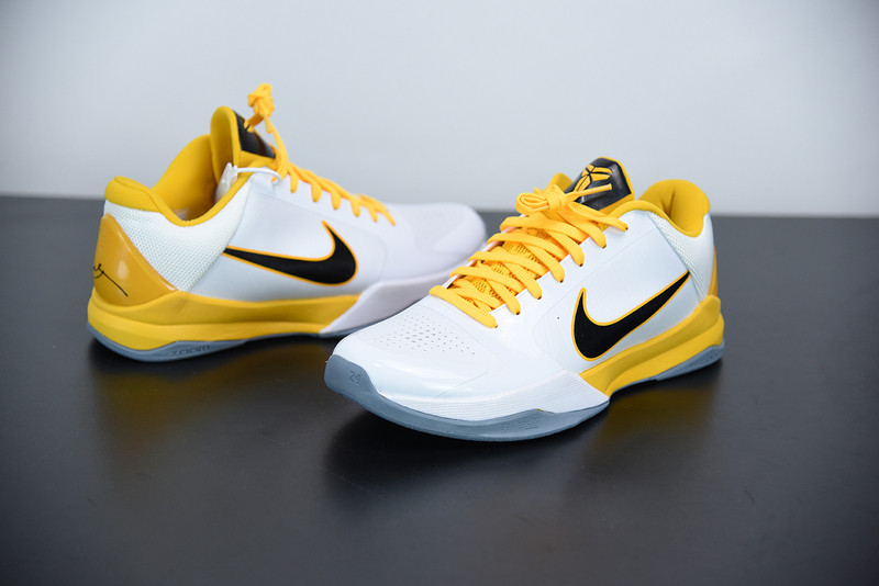 nike zoom kobe 5 white black yellow 386430-104