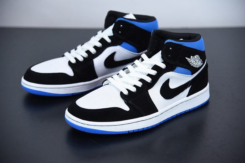 air jordan 1 mid wmns royal black white bq6472-102
