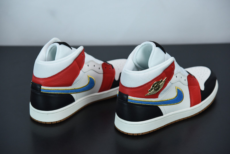 air jordan 1 mid sail red black blue dc1426-100