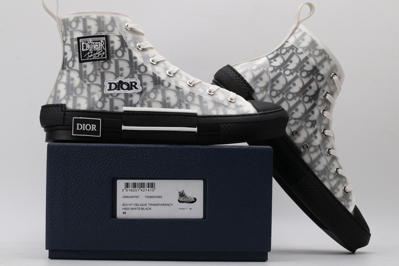 dio* b23 oblique high-top white sneaker