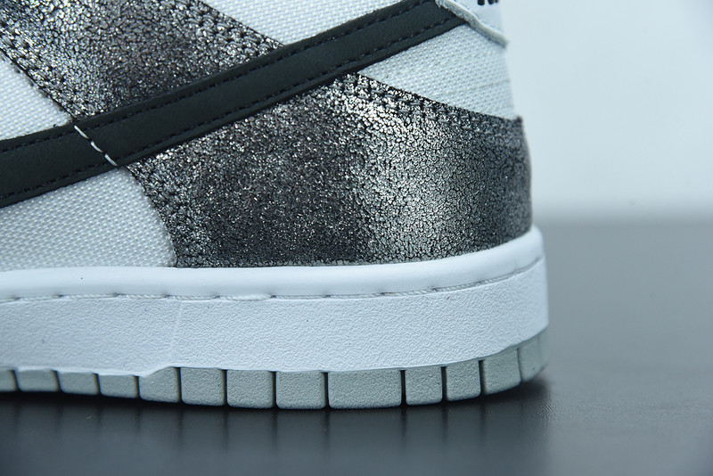 nike dunk low with silver cracked leather do5882-001
