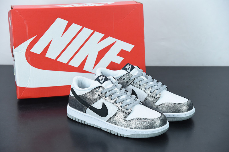 nike dunk low with silver cracked leather do5882-001