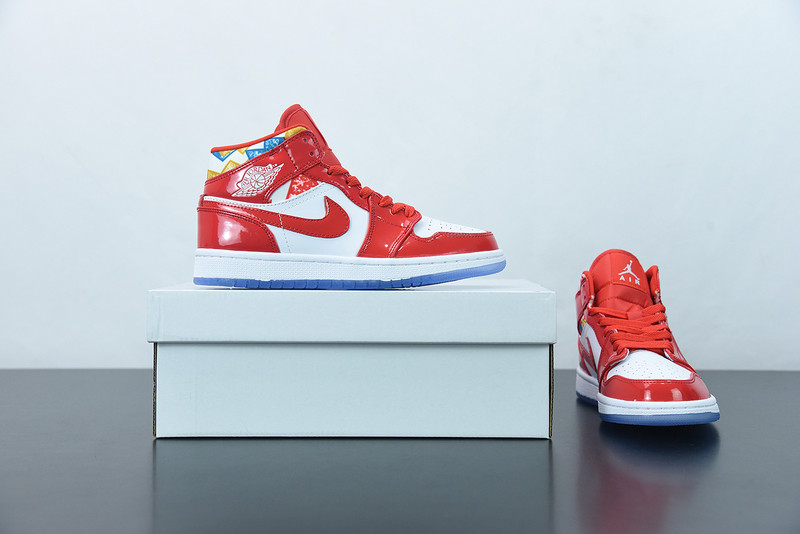 air jordan 1 mid red patent dc7294-600