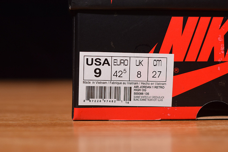 air jordan 1 retro high og "clay green" 555088-135