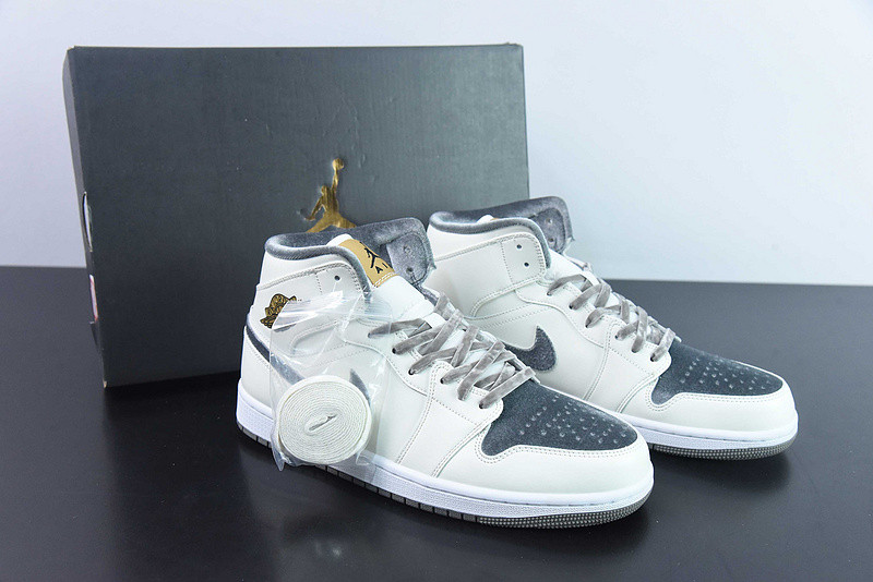 air jordan 1 mid gs "grey velvet toe" fb9899-100