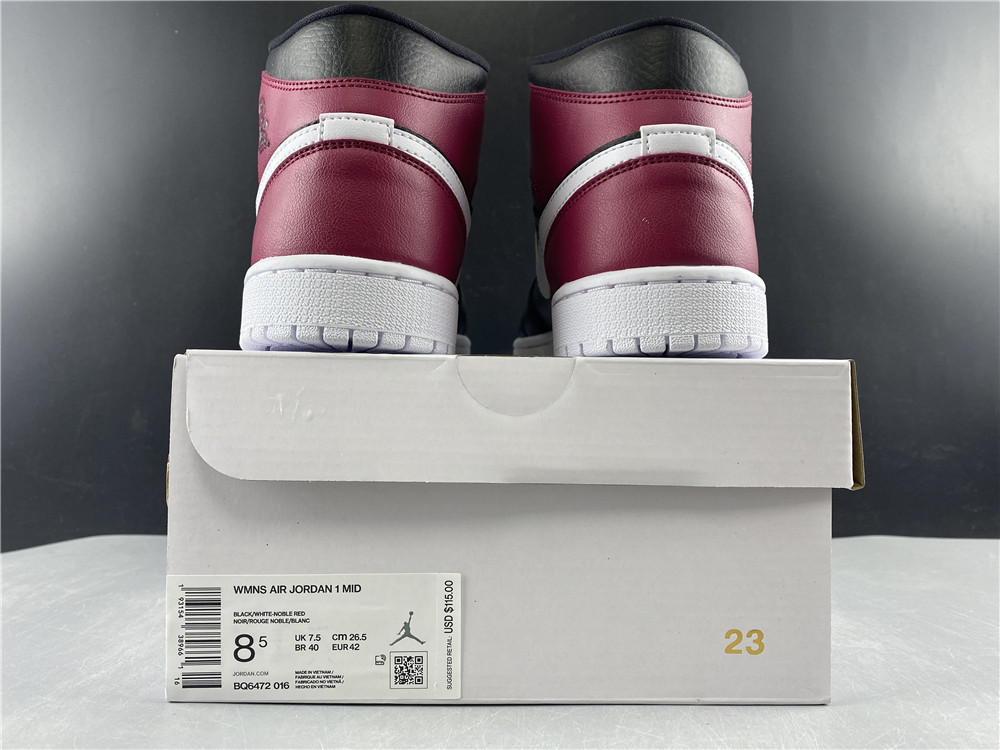 air jordan 1 mid “noble red” bq6472-016