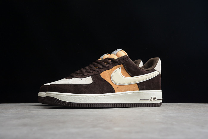 Nike Air Force 1 07 Low Dark Brown Yellow White Shoes NT9986-008