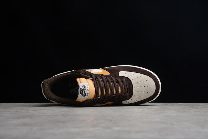 Nike Air Force 1 07 Low Dark Brown Yellow White Shoes NT9986-008